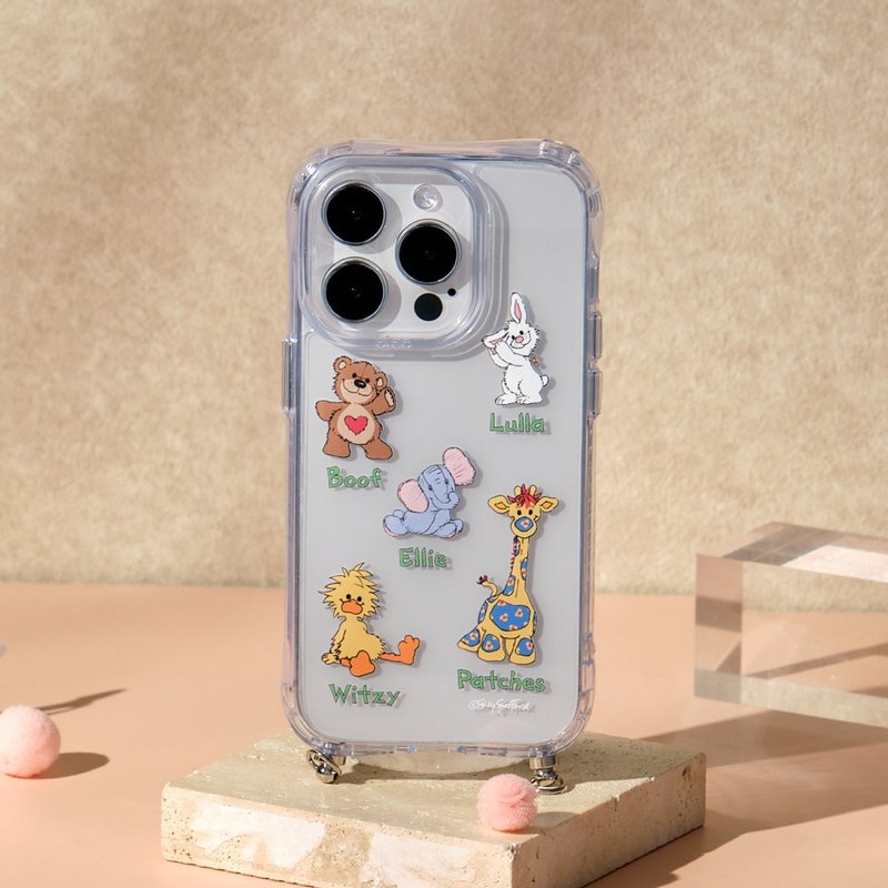 Suzy's Zoo Character Illustrated Glacier Anti-Yellow and Anti-fall MagSafe iPhone Rope Hanging Phone Case - เคส/ซองมือถือ - พลาสติก สีใส