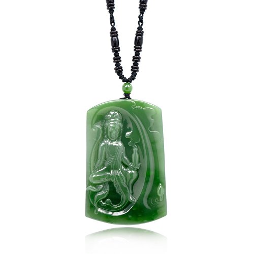 正佳珠寶 Gemsrich Jewelry 【正佳珠寶】和田碧玉 頂級老礦碧玉 觀世音菩薩 全淨體碧玉結晶