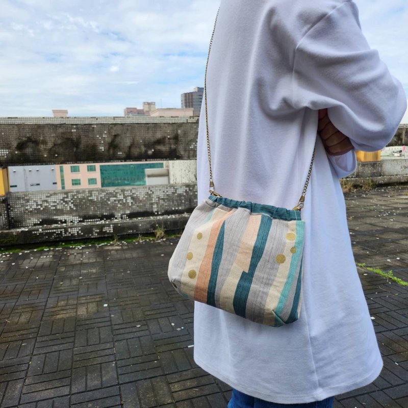 Mobile shrapnel kiss lock bag handbag crossbody bag side backpack - Messenger Bags & Sling Bags - Cotton & Hemp Blue