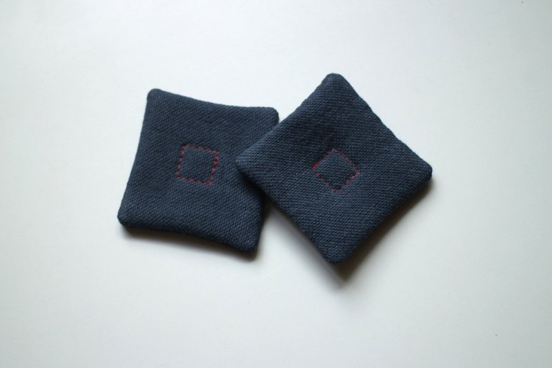 Mini Square Coaster/Midnight Blue - ที่รองแก้ว - ผ้าฝ้าย/ผ้าลินิน สีน้ำเงิน