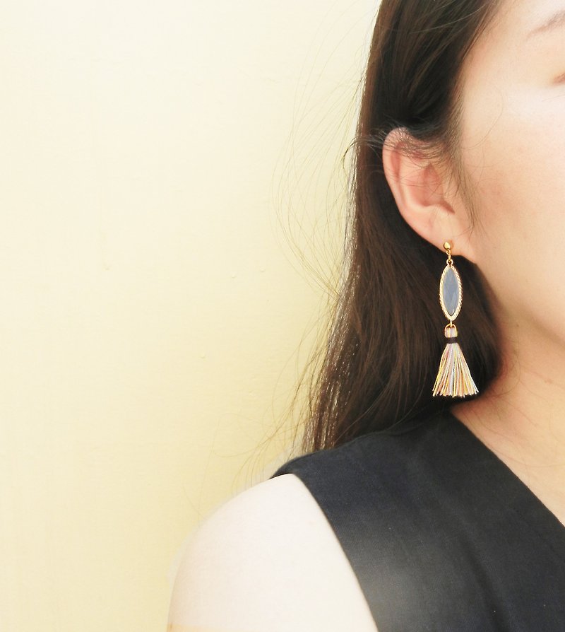*coucoubird*ethnic style mixed color gemstone earrings - ต่างหู - เครื่องเพชรพลอย หลากหลายสี