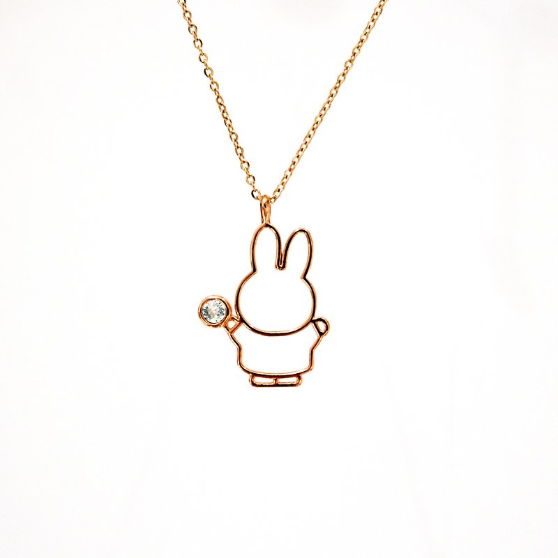 【Pinkoi x miffy】Miffy Crystal Birthstone Necklace | April Birthstone - Necklaces - Crystal White