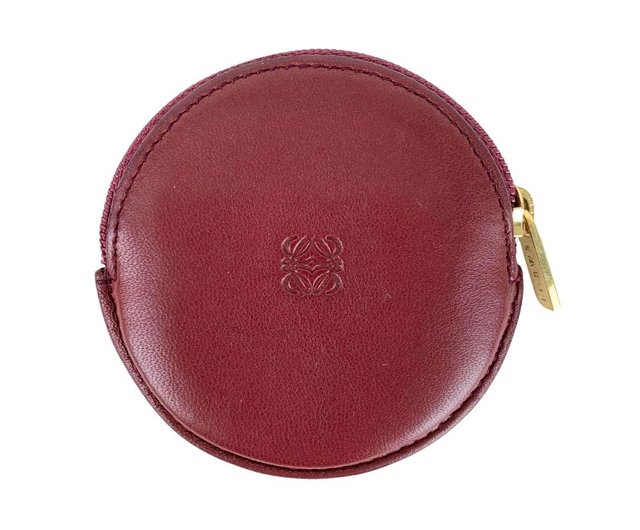 極美品 * LOEWE ロエベ アナグラム レザー 丸型 コインケース ブラウン ロエベ コインケース 小銭入れ アナグラム ブラウン丸型 - 01482