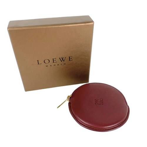 LOEWE ブラウン円形コインケース ロエベ コインケース 小銭入れ アナグラム ブラウン丸型 - 01482