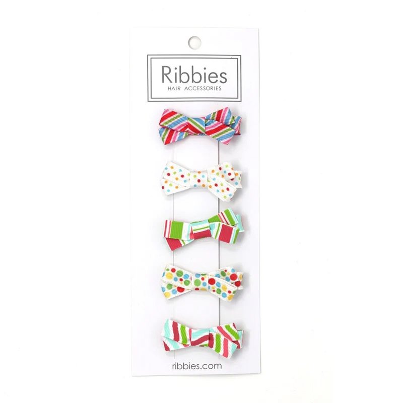 British Ribbies candy bow set of 5 - red and green - Hair Accessories - Polyester 