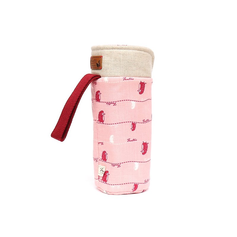 Insulation anti-collision water bottle bag-walking in the front line-cherry blossom powder/exchange gift/graduation season - Beverage Holders & Bags - Cotton & Hemp Pink