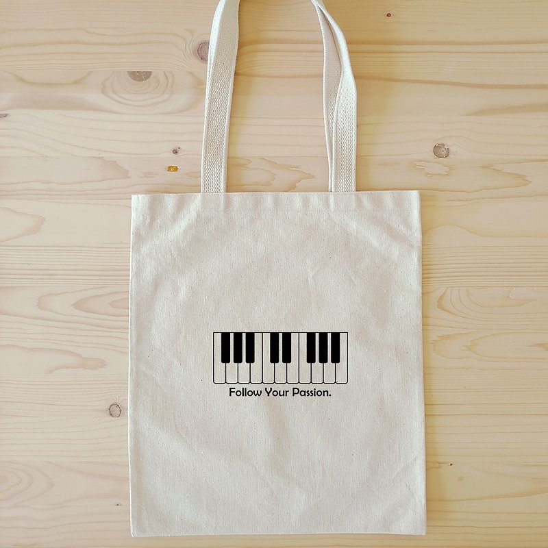Love music _ piano flat shoulder bag - กระเป๋าแมสเซนเจอร์ - ผ้าฝ้าย/ผ้าลินิน สีดำ
