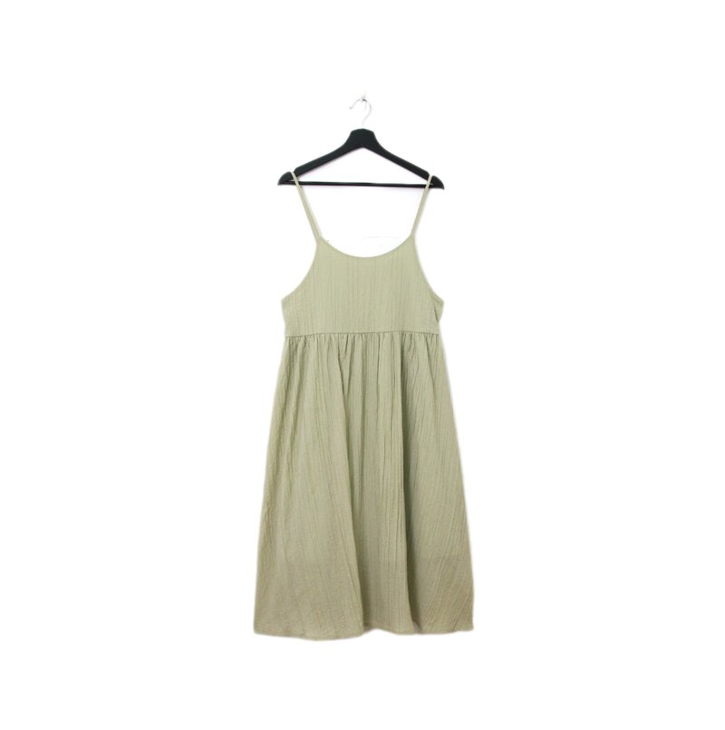 Back to Green-復古長洋裝 青蘋果綠 細肩 Ls-21//vintage dress - 洋裝/連身裙 - 棉．麻 