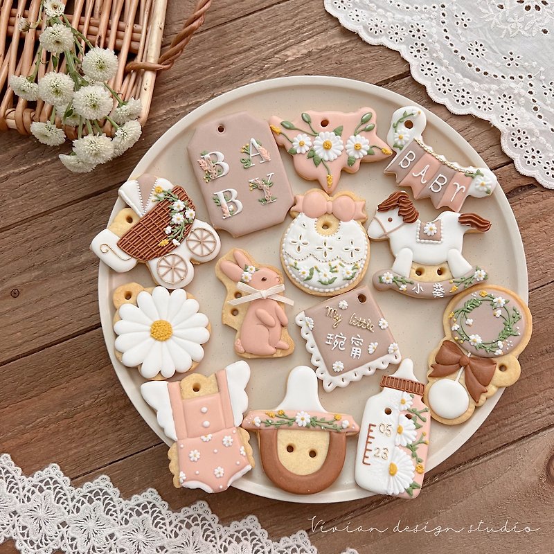 Daisy x Tutu saliva frosting biscuits dry 12+1 piece set - Handmade Cookies - Fresh Ingredients Multicolor