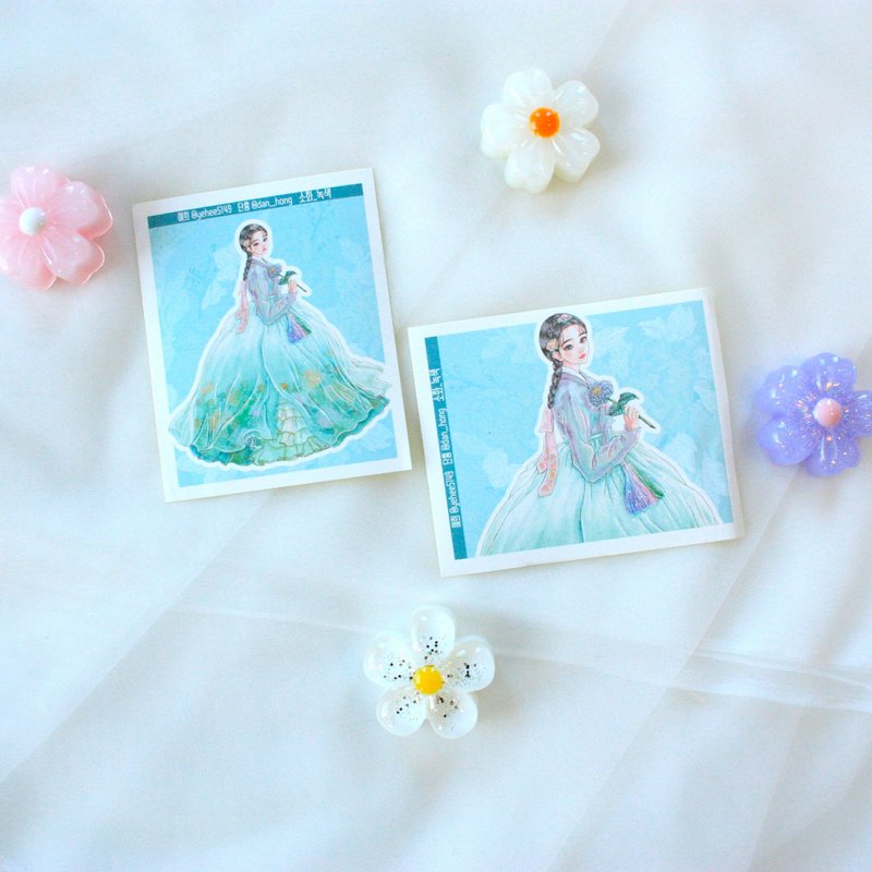 yehee_Oriental Hanbok Sticker_sohwa_green - 貼紙 - 紙 