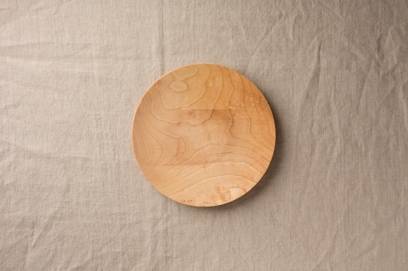 Wood 18cm of the potter's wheel ground wooden plate chestnut (land) 08 - จานเล็ก - ไม้ สีกากี