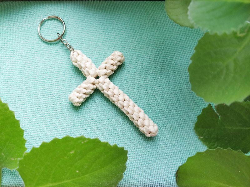 Blessing Braided Keyring/Cross Braided - Keychains - Other Materials White