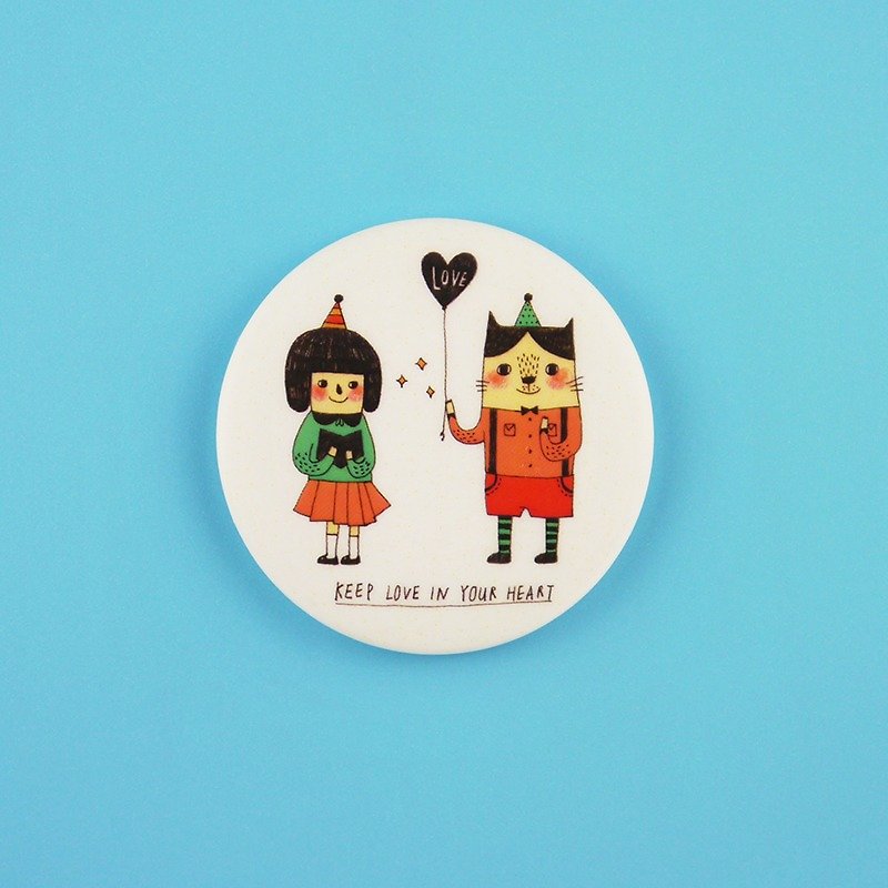 Keep Love In Your Heart - 1.75" (44mm) Button Badges or Magnets - Happy Pinning - Brooches - Plastic White