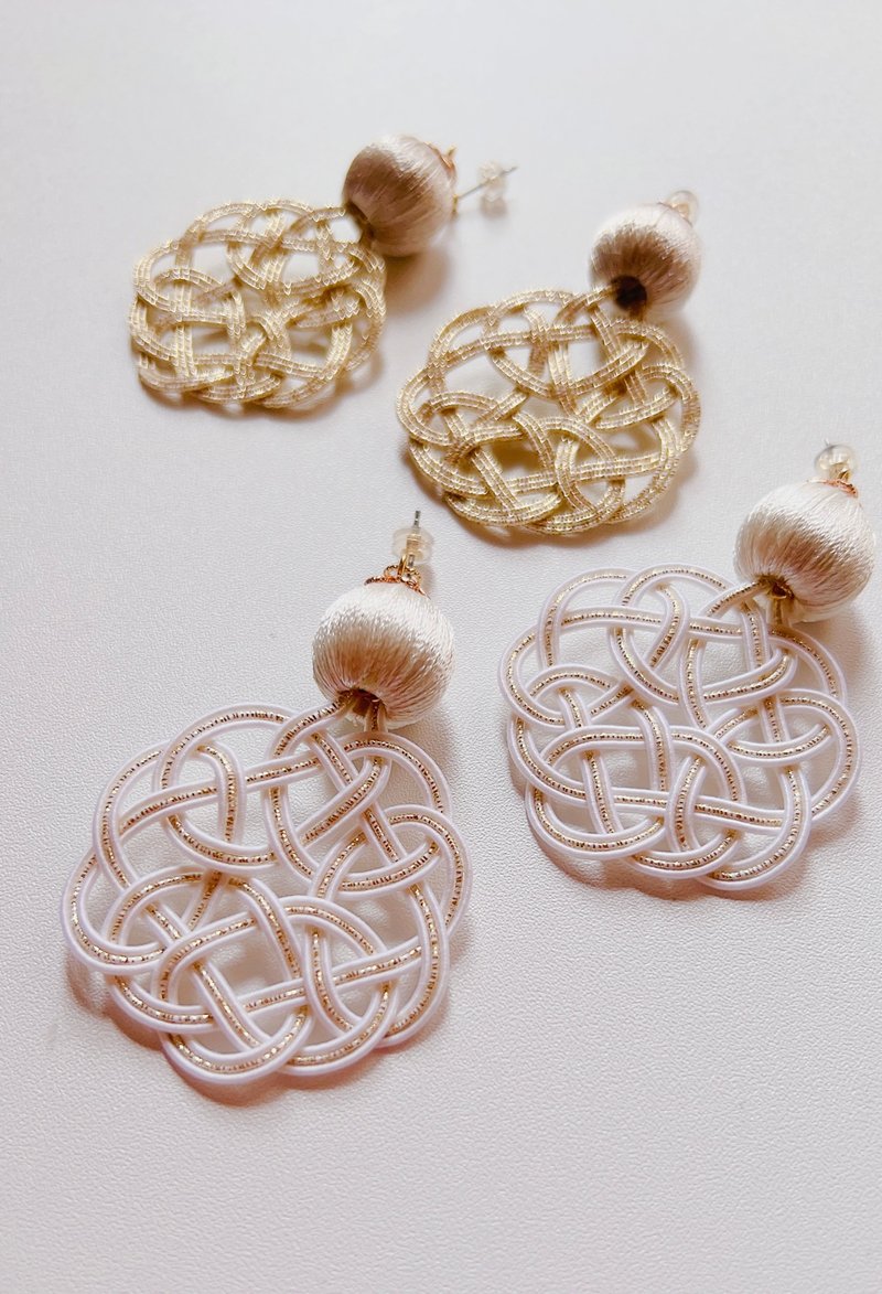 水引アクセサリー   雪洞 - 耳環/耳夾/耳骨夾 - 紙 白色