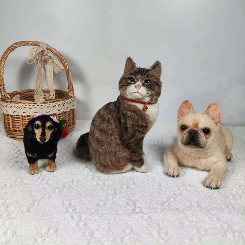 客制化逼真猫 羊毛氈 寵物 娃娃 定制 手工 狗狗猫咪 毛小孩  233 - 貓/狗玩具 - 羊毛 多色