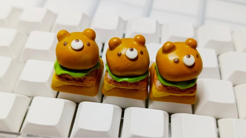 Teddy bear burger keycap - อุปกรณ์เสริมคอมพิวเตอร์ - ดินเหนียว สีนำ้ตาล