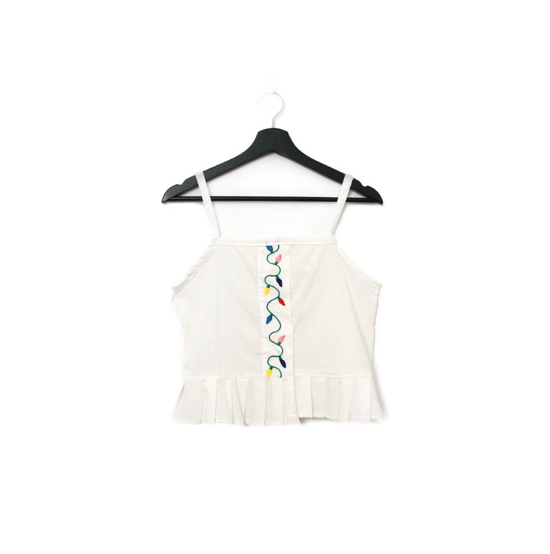 Back to Green-再製刺繡背心 彩繪霓虹燈泡 sv-03 //vintage vest - 背心/無袖上衣 - 棉．麻 