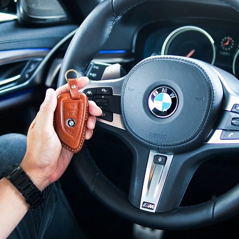 BMW BMW long version car key leather case i1 i3 i4 i5 X1 X3 X5 X7 Japan Tochigi leather - ที่ห้อยกุญแจ - หนังแท้ 