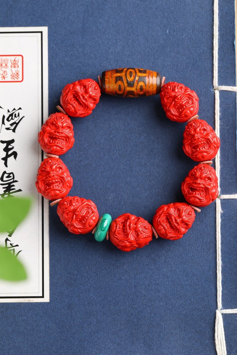 天然原礦硃砂精品紅砂惡僧羅漢手鏈 精品原創硃砂含量高達95%以上 - 手鍊/手環 - 寶石 