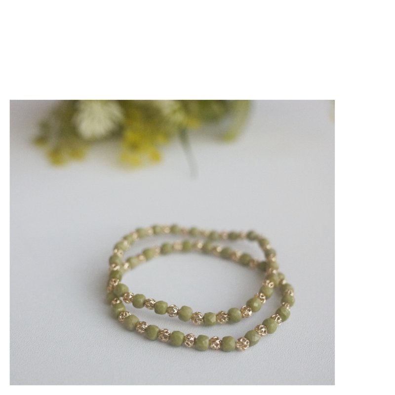 抹茶阿拉善細手串 | 天然石手珠 - 手鍊/手環 - 其他材質 綠色