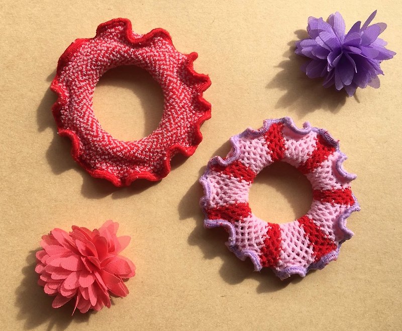 A set of 2 MOYA hair ring strawberry ring ring - Hair Accessories - Polyester Pink