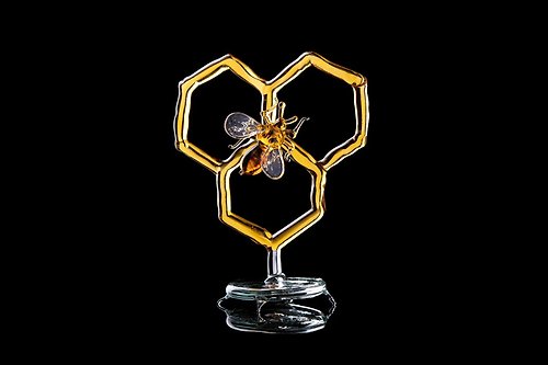 Glass Symphony 手工制作的微型玻璃蜜蜂小雕 - 精致的收藏艺术品