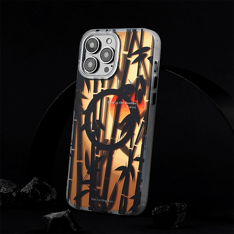Laser Bamboo Forest Magnetic iPhone Case - เคส/ซองมือถือ - วัสดุอื่นๆ 