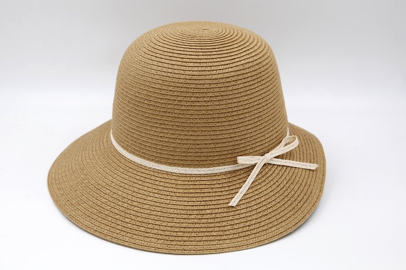 【Paper cloth】 Hepburn hat (brown) paper thread weaving - Hats & Caps - Paper Brown