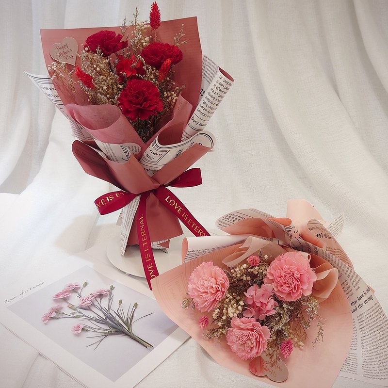 香氛索拉康乃馨love you花束 /母親節花束/永生花/乾燥花束/花束 - 乾燥花/永生花 - 植物．花 紅色