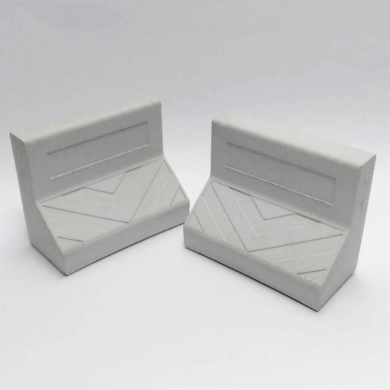 Solid Scale Down Cement New Jersey Guardrail Ornament and Bookends - Items for Display - Cement Gray