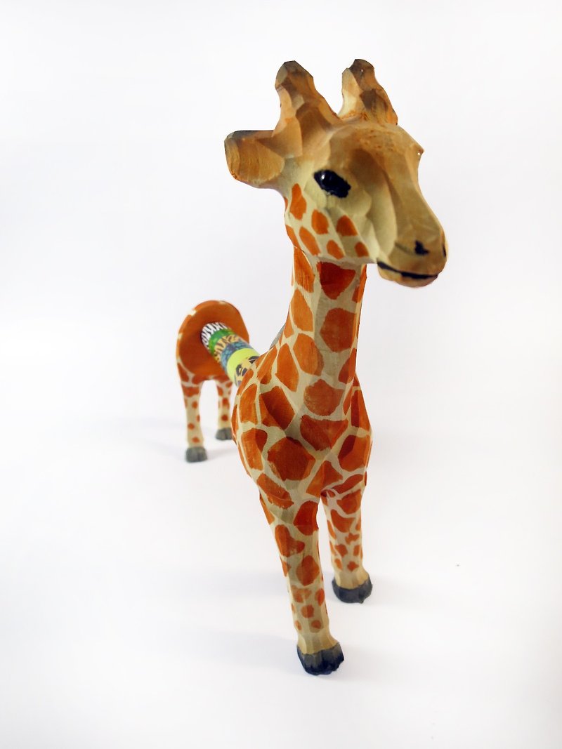 Japan Magnets cute animal shaped handmade paper glue wood pedestal (Giraffe) - Stock Free transport - อื่นๆ - ไม้ สีทอง