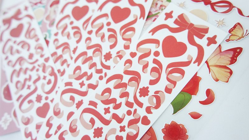 Peony of Midnoon Confetti Sticker - 貼紙 - 紙 橘色