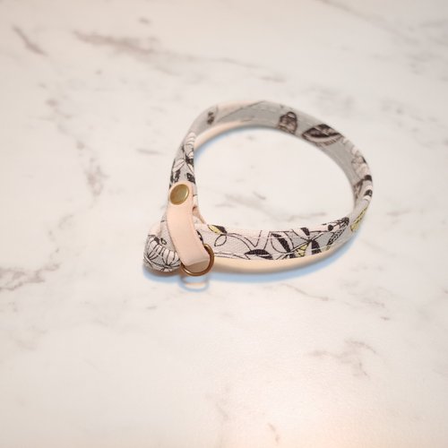 Michu Pet Collars #美珠手作 貓 項圈 可愛 動物 森林童話 灰色 植楺皮 日本布 附鈴鐺 貓貓