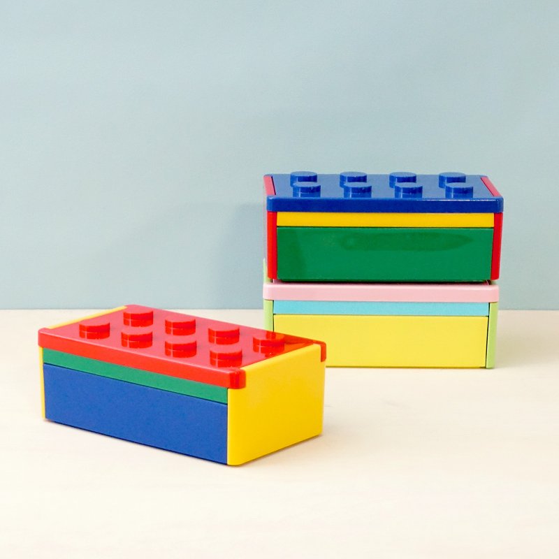 P:BLOCK ロック式 ブロック 1段 弁当箱 580ml お箸付き 電子レンジ対応 軽量 ランチベルト不要 子供 ギフト 学校 日本製 - 便當盒/食物袋 - 塑膠 多色
