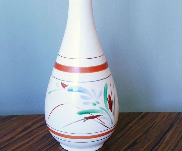 春山窯手描き花鶴頭陶器花瓶 - ショップ Lilike.tw 花瓶・植木鉢 - Pinkoi