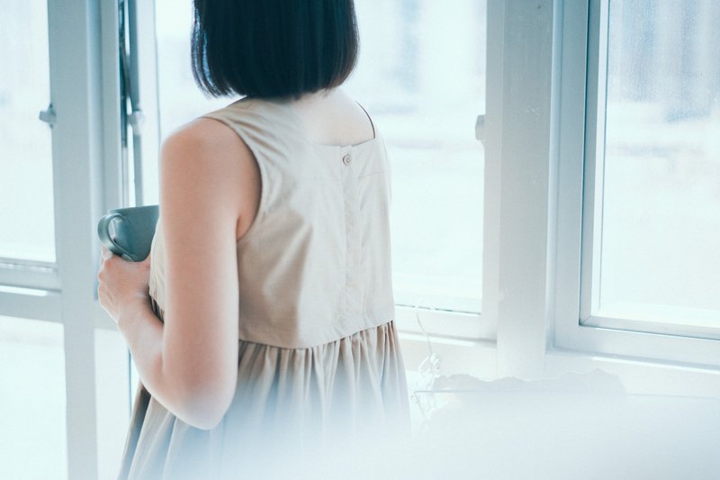 Norellie vest 雙層夏日涼涼背心 - 女上衣/長袖上衣 - 棉．麻 卡其色