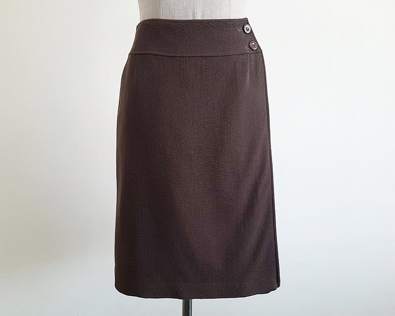 Vintage COURREGES Brown Wrap Skirt Womens Short Wool A Line Small S 26 Waist - スカート - その他の素材 ブラウン