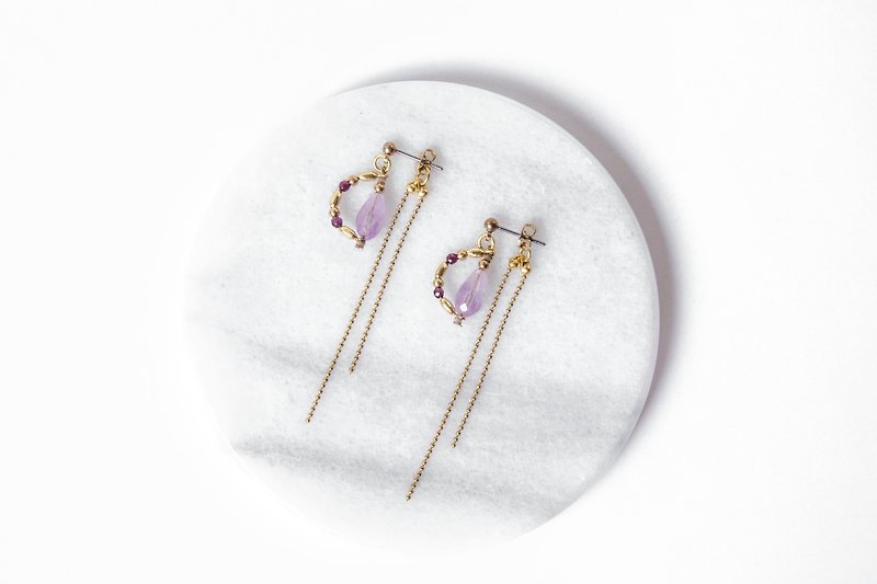 Find it / Grenache - red pomegranate Bronze earrings amethyst - Earrings & Clip-ons - Semi-Precious Stones Purple