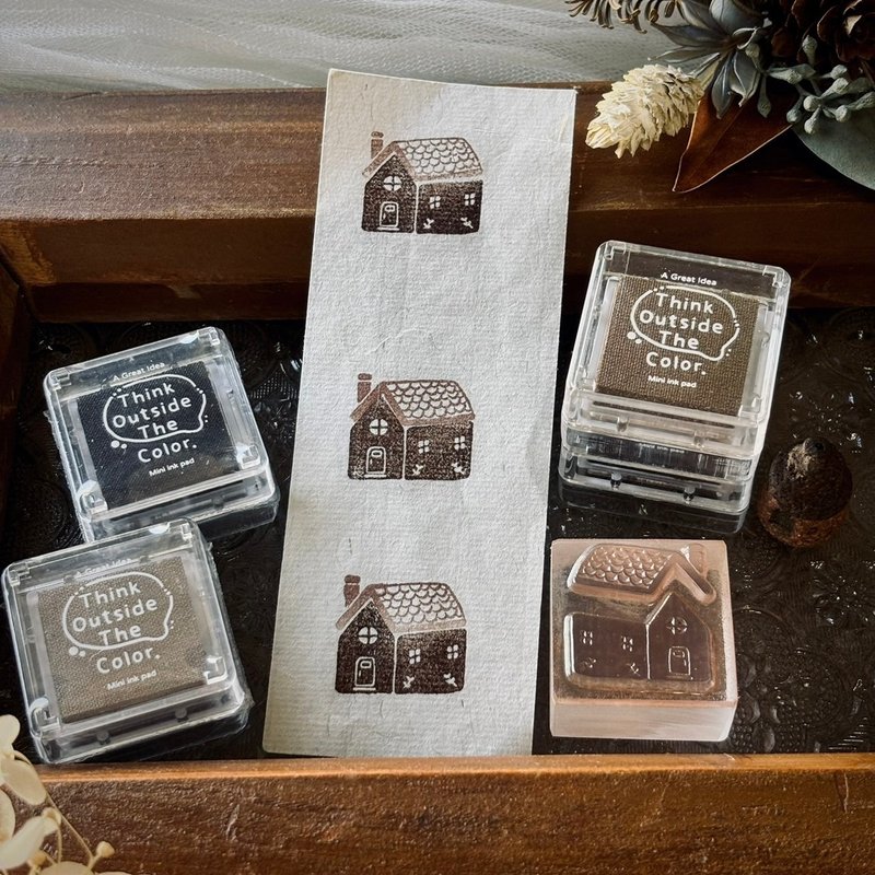 Think outside the color-Little House Stamp Ink Pad Set - ตราปั๊ม/สแตมป์/หมึก - วัสดุอื่นๆ สีนำ้ตาล