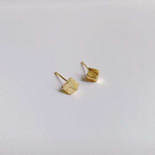 yuting jewellery 礦石結晶系列-大方晶耳針-一對(純銀 鍍18k金)