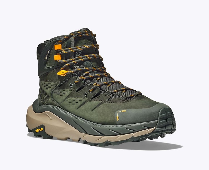 [HOKA] Male Kaha 2 Goretex Hiking Shoes Dark Green/Orange - รองเท้าวิ่งผู้ชาย - เส้นใยสังเคราะห์ สีน้ำเงิน