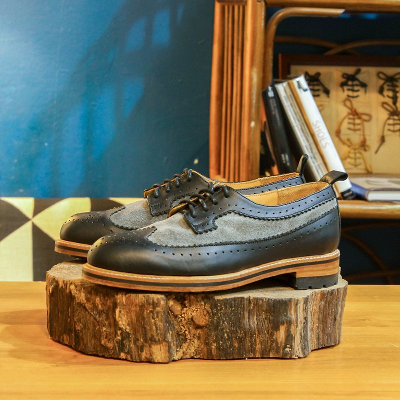 [Show samples] Handmade custom brogue carved shoes-BR04 black leather shoes, ladies shoes - รองเท้าหนังผู้หญิง - หนังแท้ สีดำ