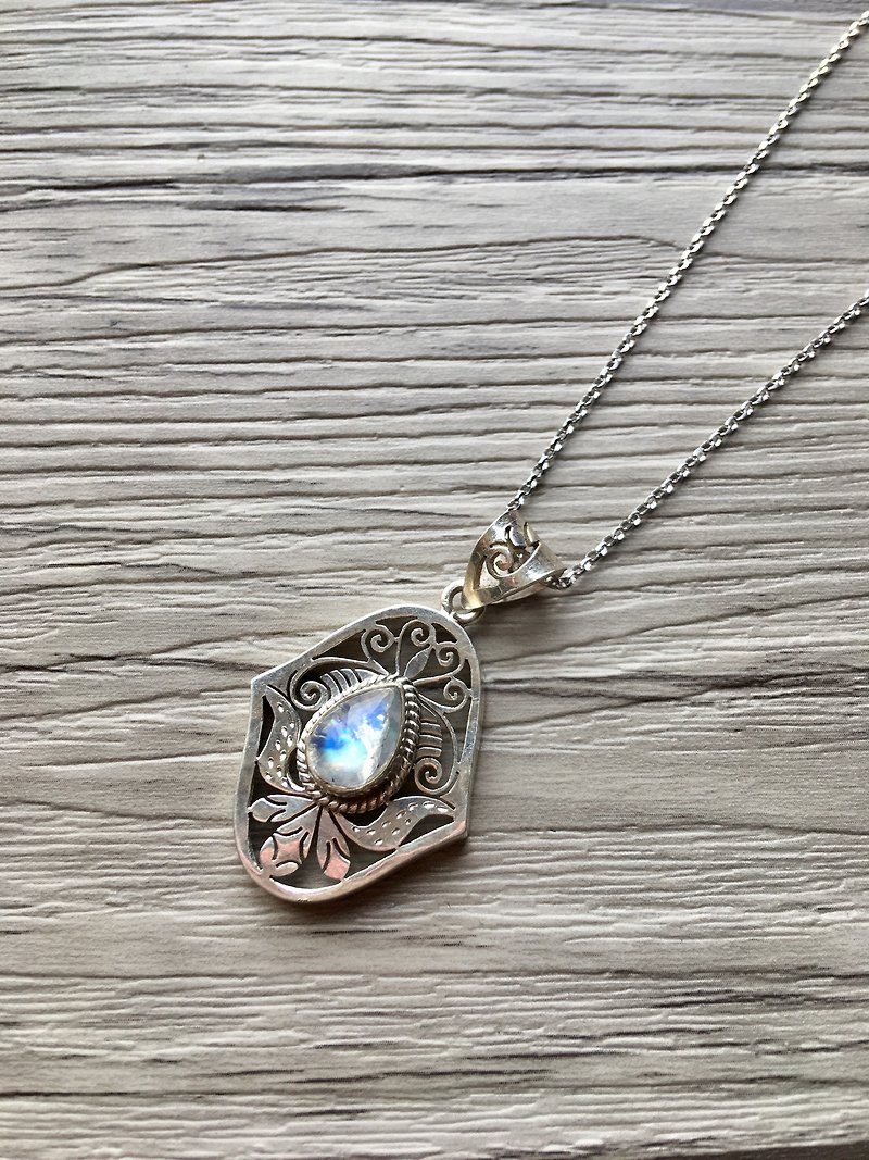 Moonstone 925 silver handmake necklace - Necklaces - Gemstone Blue
