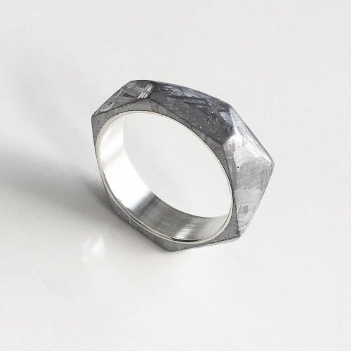 Sky Gemstone Jewelry ・來自星星的-隕石首飾・面面/ 心的方向・天然鎳鐵隕石純銀戒指