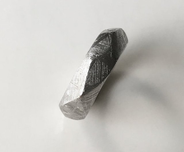 ASPECT Meteorite Band - Faceted Angular Cut Meteorite Sterling