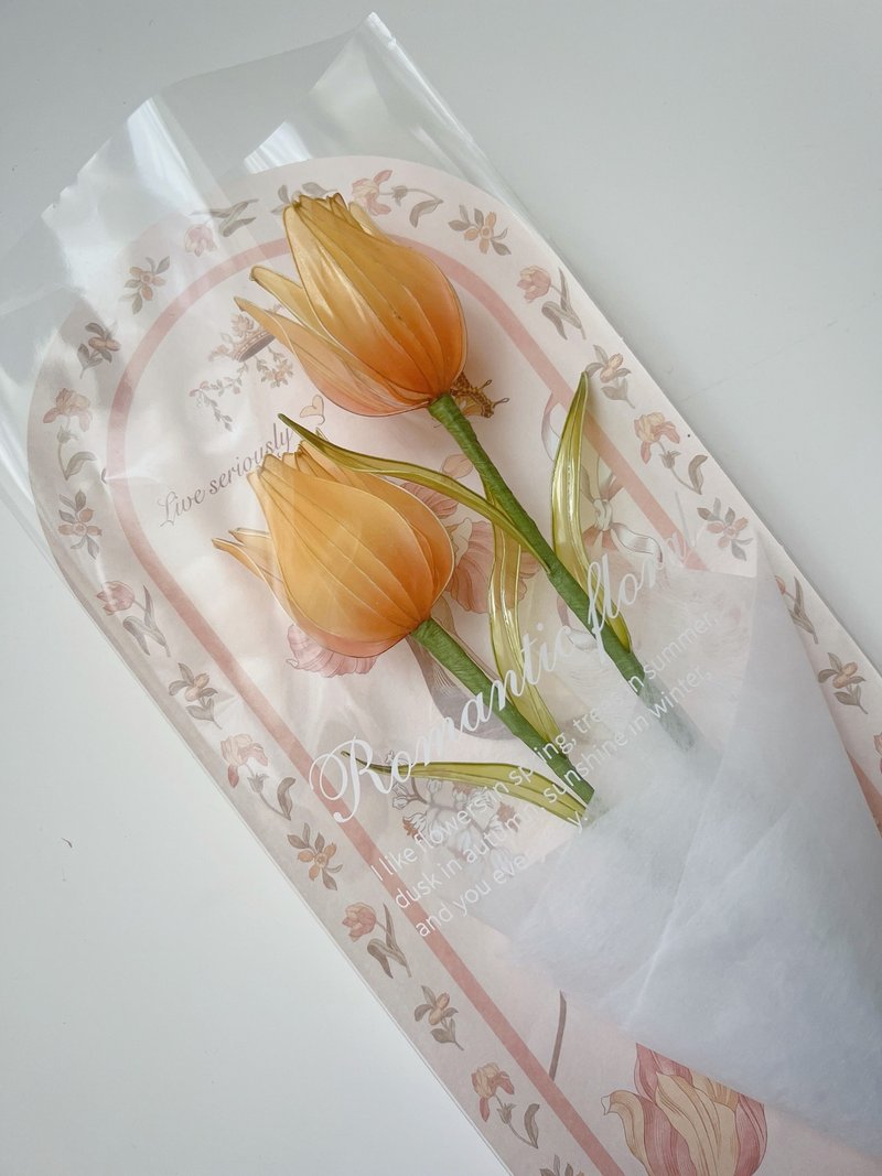 寄語花箋 橘 樹脂鬱金香花飾 - 擺飾/家飾品 - 樹脂 橘色