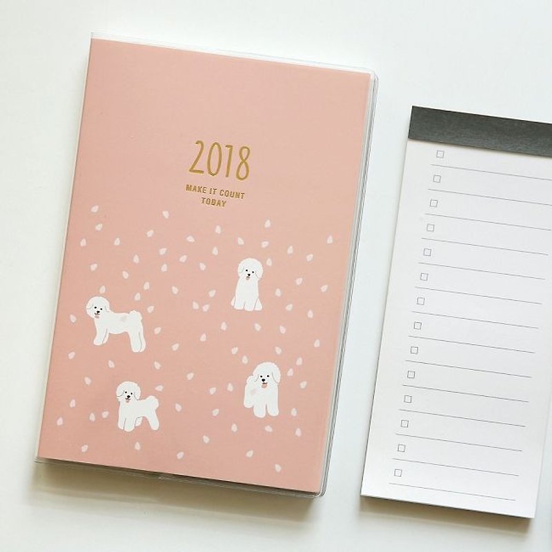 Dailylike 2018 daily essentials Zhou Zhi-03 Bichon dog, E2D05996 - Notebooks & Journals - Paper Pink