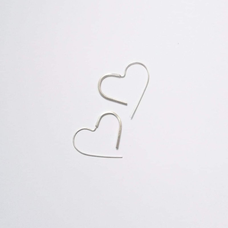 Classic-Geometry-Straight Heart Earrings-Single - Earrings & Clip-ons - Sterling Silver Silver