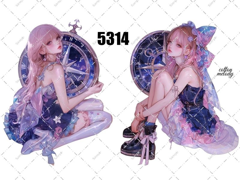 original sticker no.5314 人物ステッカー オリジナルステッカー オリジナル人物ステッカー 装飾ステッカー cotton melody - 貼紙 - 紙 