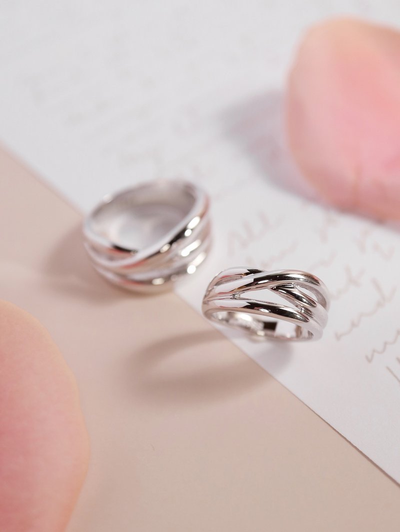 【情人禮物】纏繞。純銀戒指 情侶對戒 - 對戒 - 純銀 銀色
